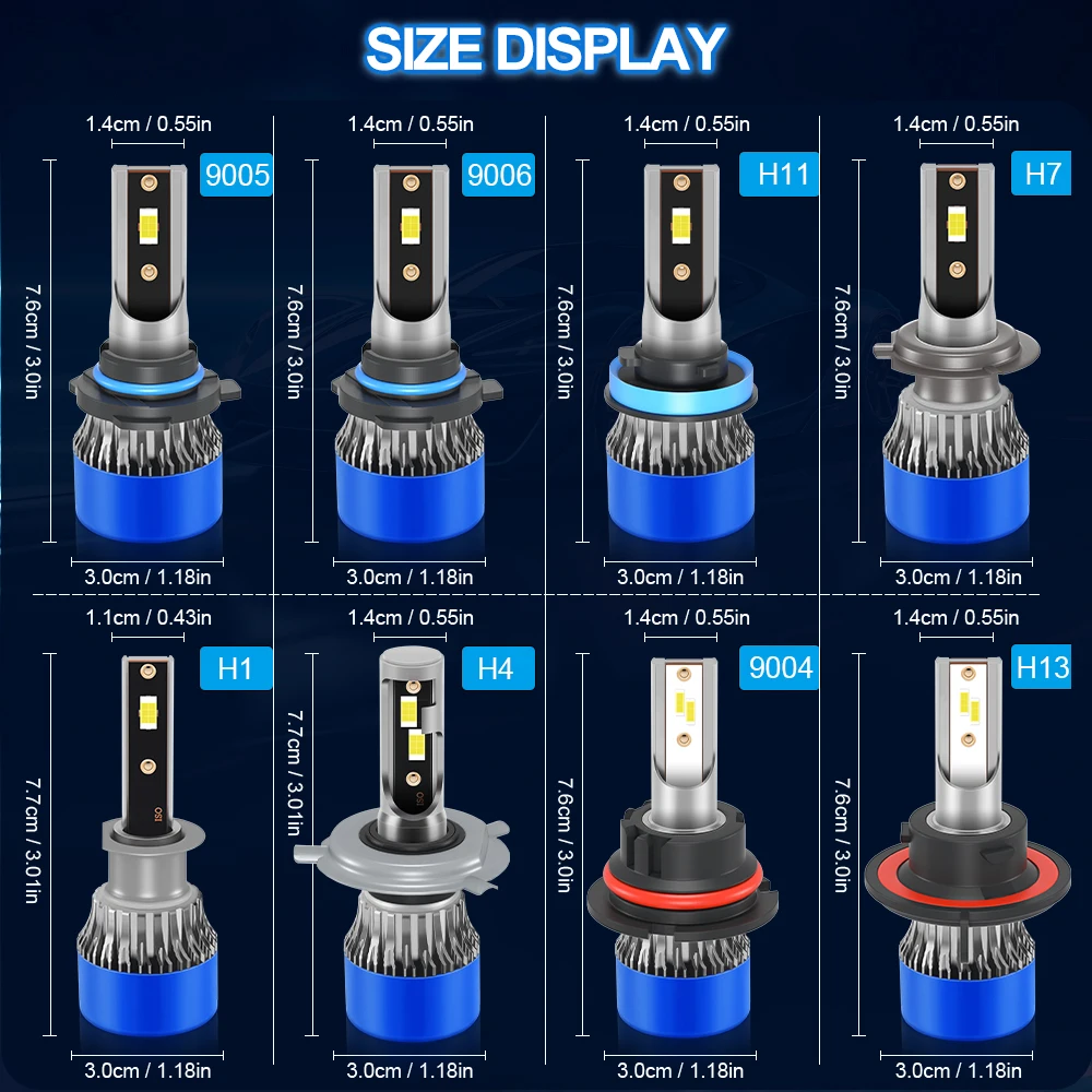 Roadsun H7 H4 LED Headlight Bulbs 120W 22000LM CANBUS Super Bright H11 HB3 9005 HB4 9006 9007 H13 LED Car Headlamps 6000K DC12V 3570 CSP Chips Auto Light Bulbs