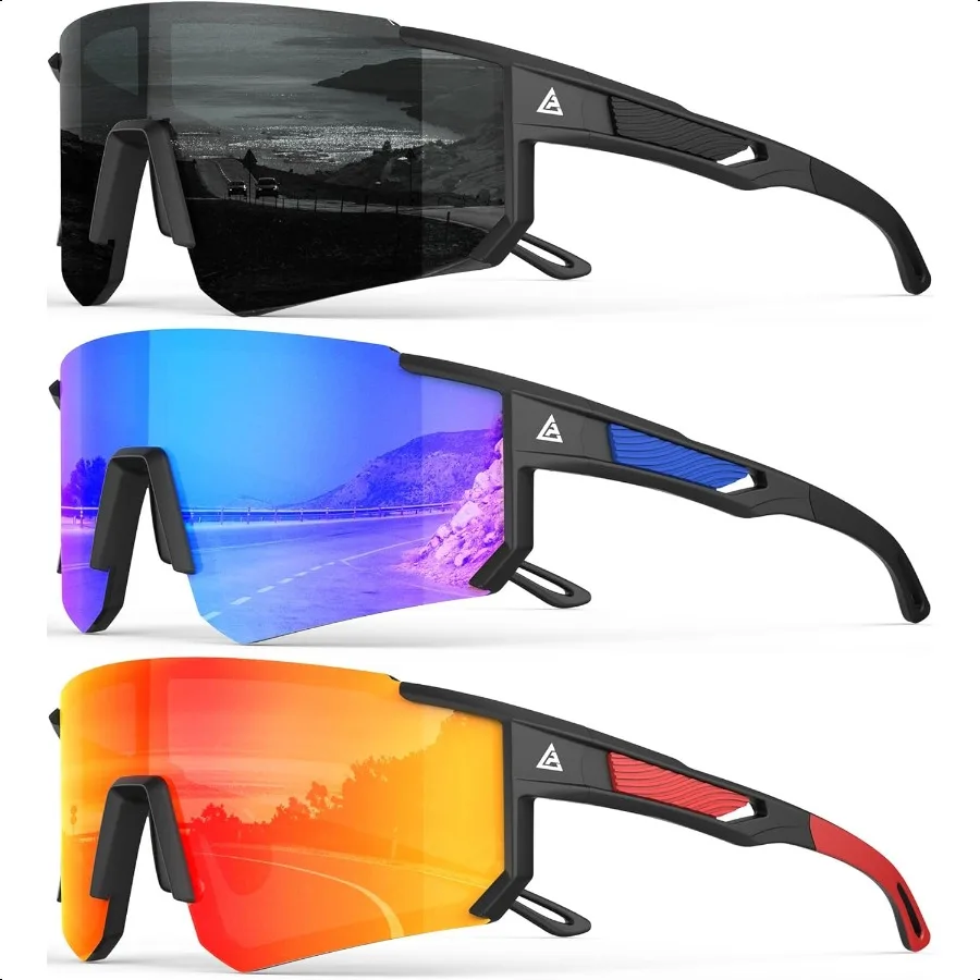 

Polarized Sports Sunglasses for Men UV400 Protection Mens Sunglasses Wrap Around Sun Glasses for Cycling Running