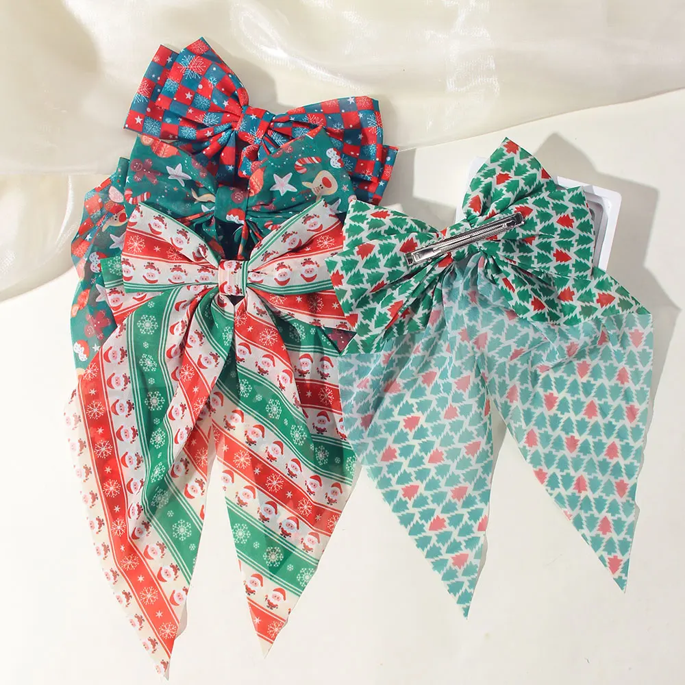 

7 цветов, новые праздничные стили, заколки с бантом для маленьких девочек, разнообразные детские рождественские модные аксессуары для волос