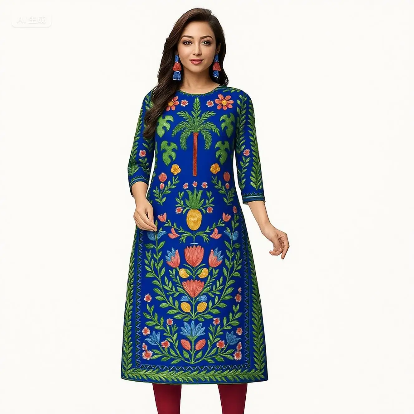 فستان مريح على الموضة للنساء من كورت المسلمات أنبوب مستقيم عرقية Vestiti Marocchini Donna Abito Donna Musulmana بحاشية شق #2