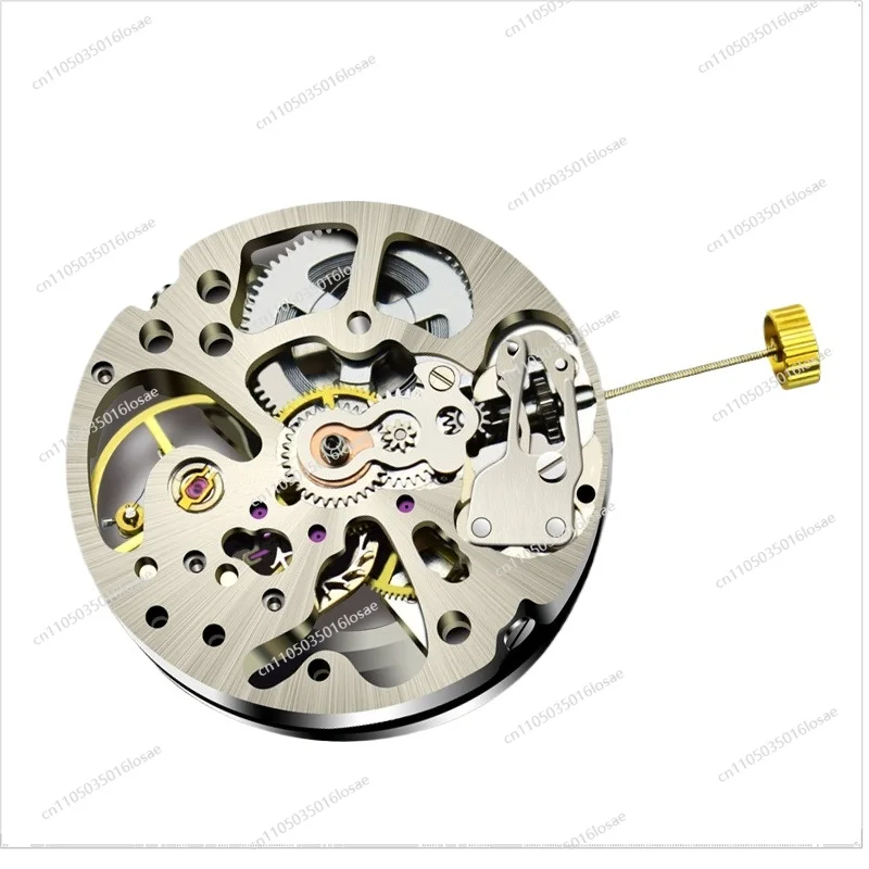 

Белый скелетонизированный механизм с радиальным узором на автоматическом часовом механизме