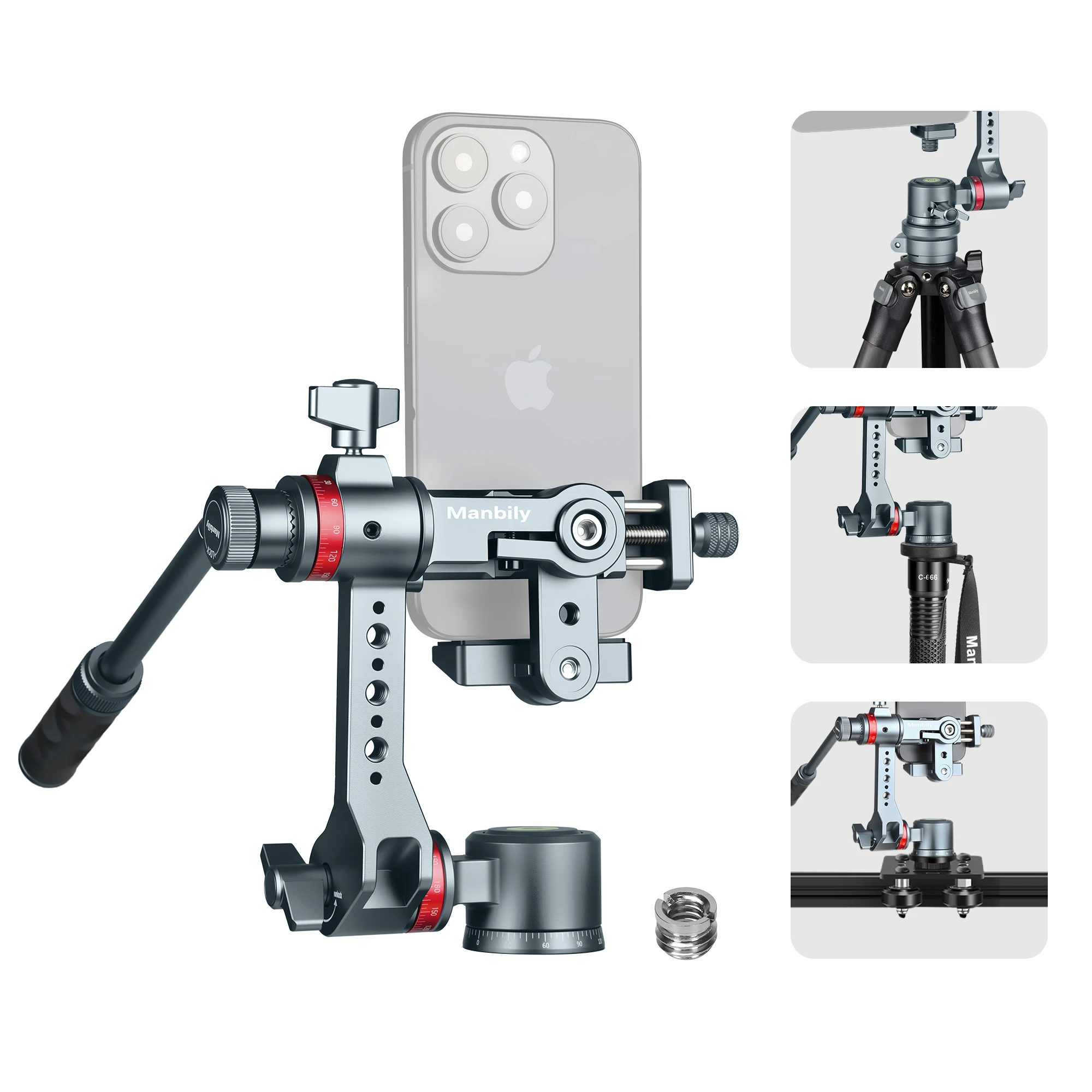 Manbily 3-Achsen-Handy-Gimbal-Stabilisator YJ-002 für Smartphones 360° ° Rotierbares Stativ-Zubehör für Live-Streaming und Videoaufnahmen – Detail 2