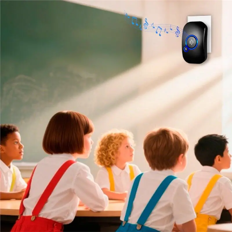 【ADD TO CART】กริ่งประตูกันน้ำระดับ IP55, 60 เสียงเรียกเข้า, ปรับระดับเสียงได้ 5 ระดับ, ดีไซน์ไฟ LED กระพริบสำหรับบ้าน, รองรับปลั๊กแบบ EU