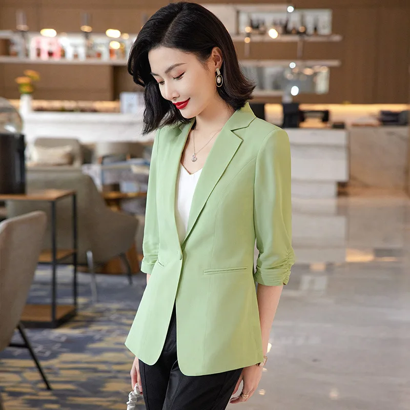 Blazer formali a mezza manica giacche cappotto donna abbigliamento da lavoro professionale OL Styles Outwear top Blaser abbigliamento elegante