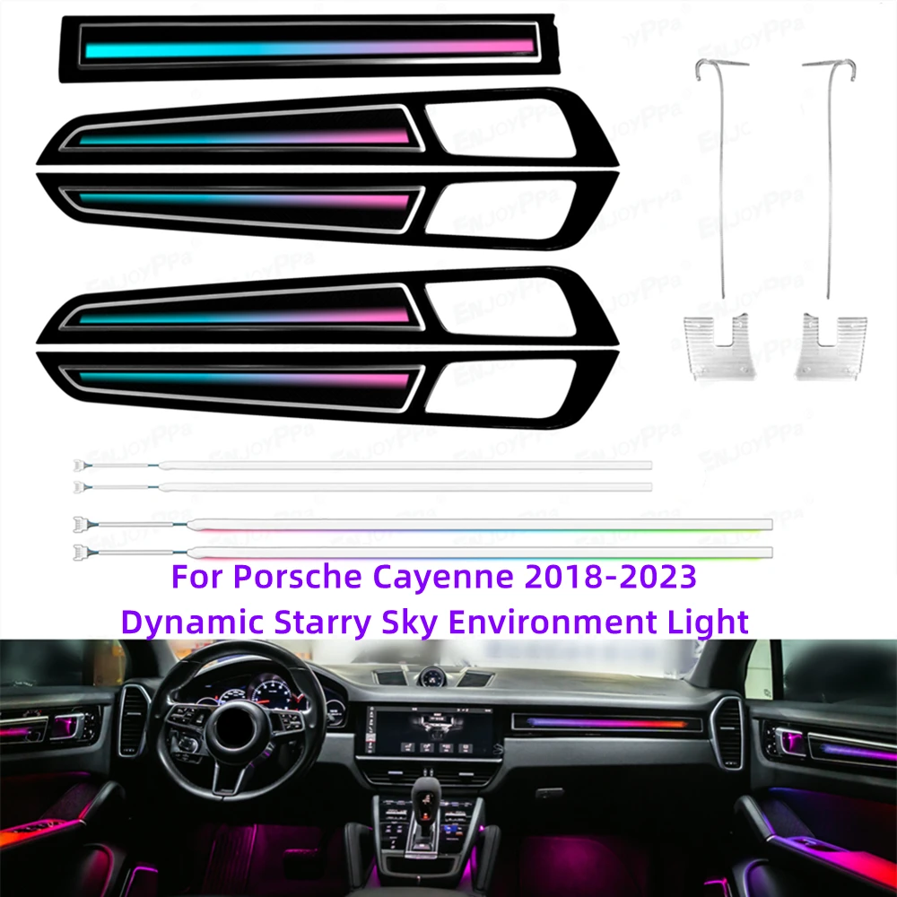 Automotive LED ambient light suitable for Porsche Cayenne 64 color dynamic atmosphere door interior lights button APP control