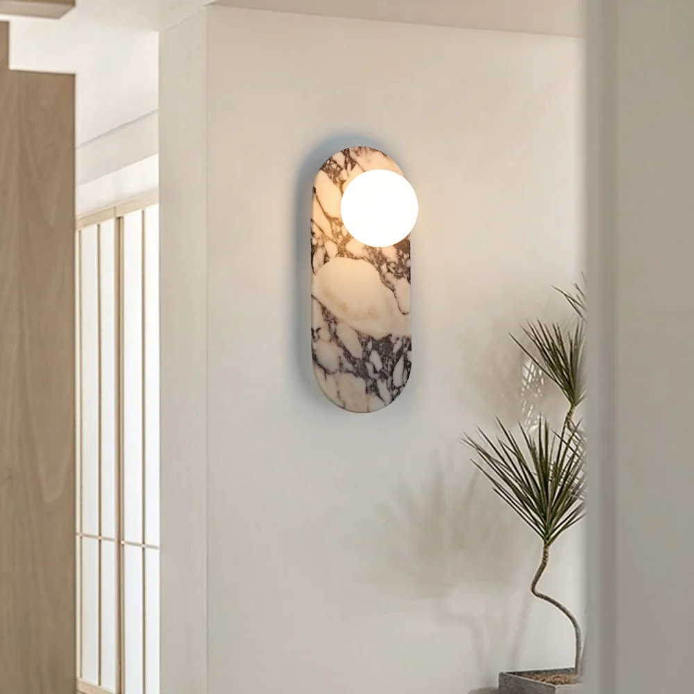 Natural Marble Wall Lamp Luxury High-end Wall Light Living Bedroom Bedside Bathroom Corridor Staircase Background Wall Lamp