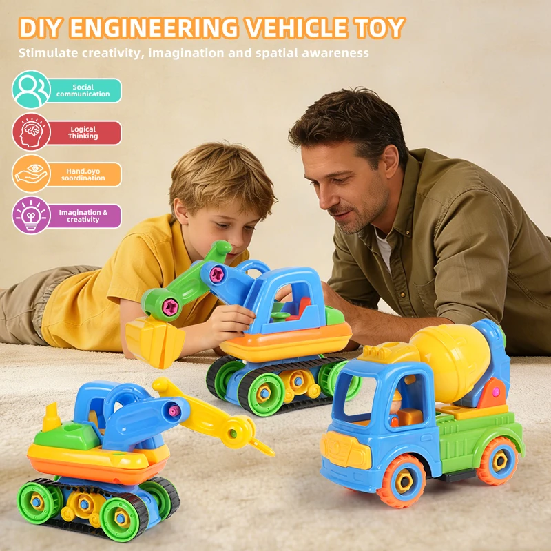 

Children's DIY Disassembly Engineering Car Toy with Includes disassembly tools and electric screwdriver Kid's STEM Toy Gifts