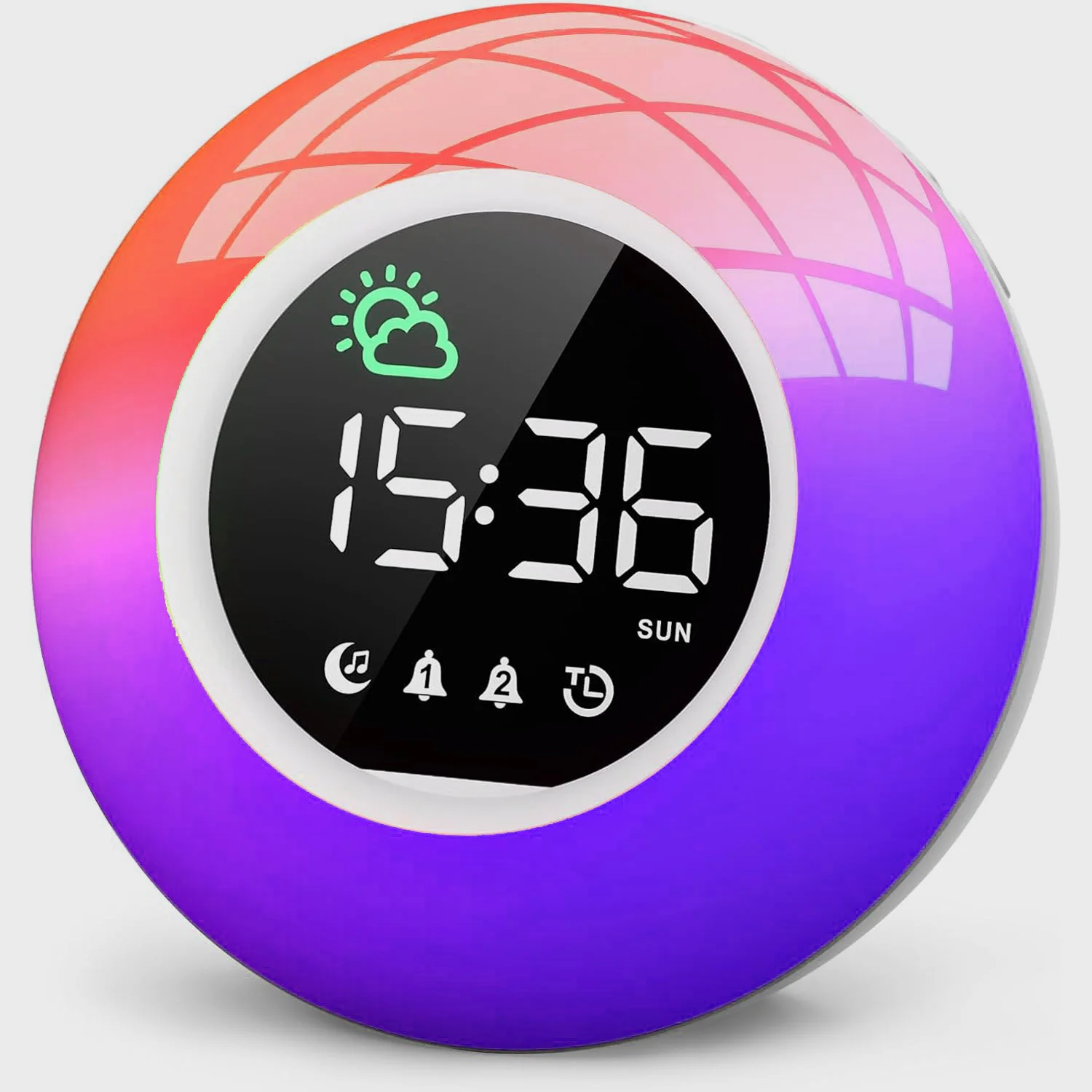 RGB Color Changing Dimmable Night Lights with Child Alarm Clock 12 White Noise Snooze Bedside Lamp for Bedroom Decor Kinds Gifts