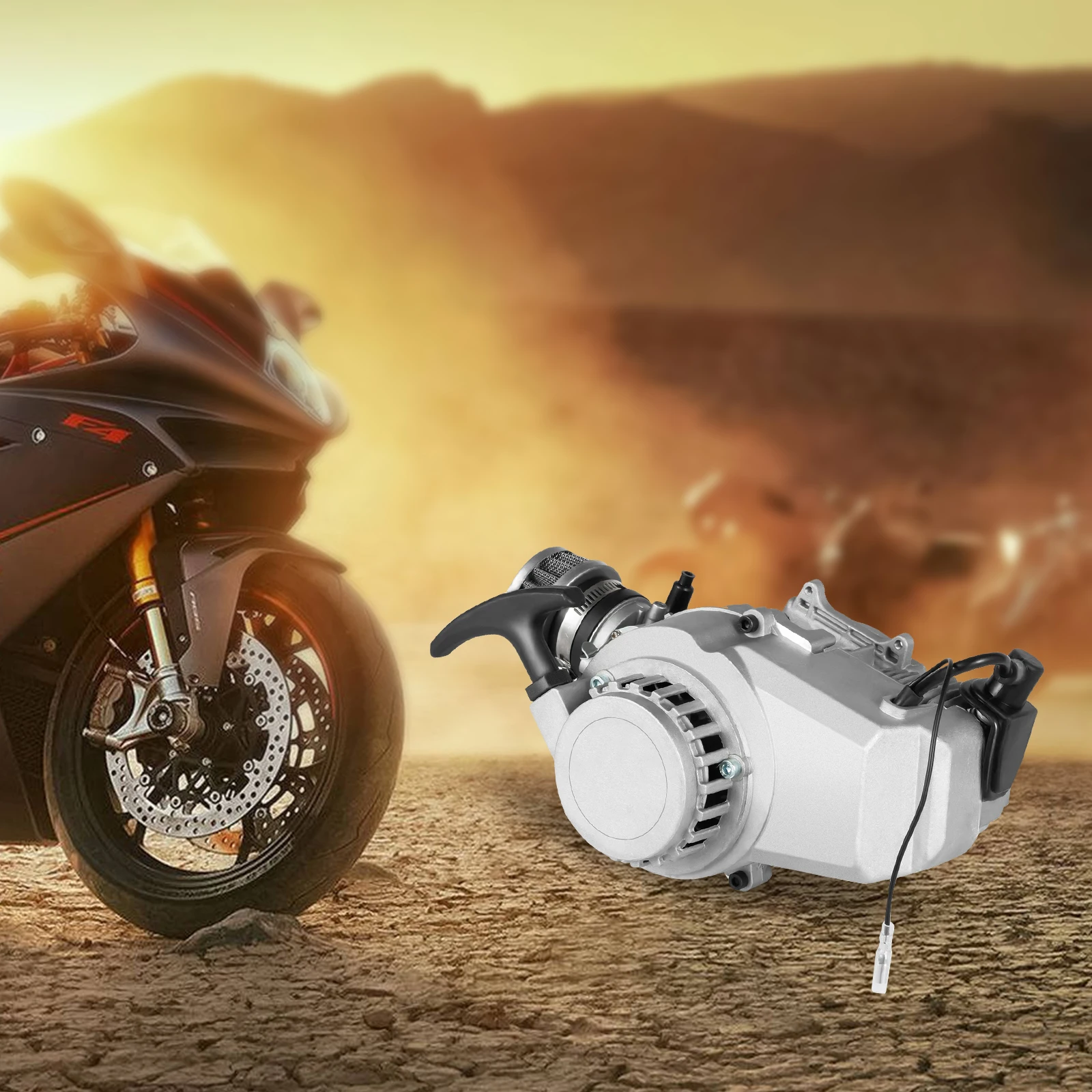 

2-Stroke Bicycle Engine Kit Wear Resistance Large Capacity Motor Kit Effective Cooling System for Mini Dirt Bike/Beach Bike/ATV