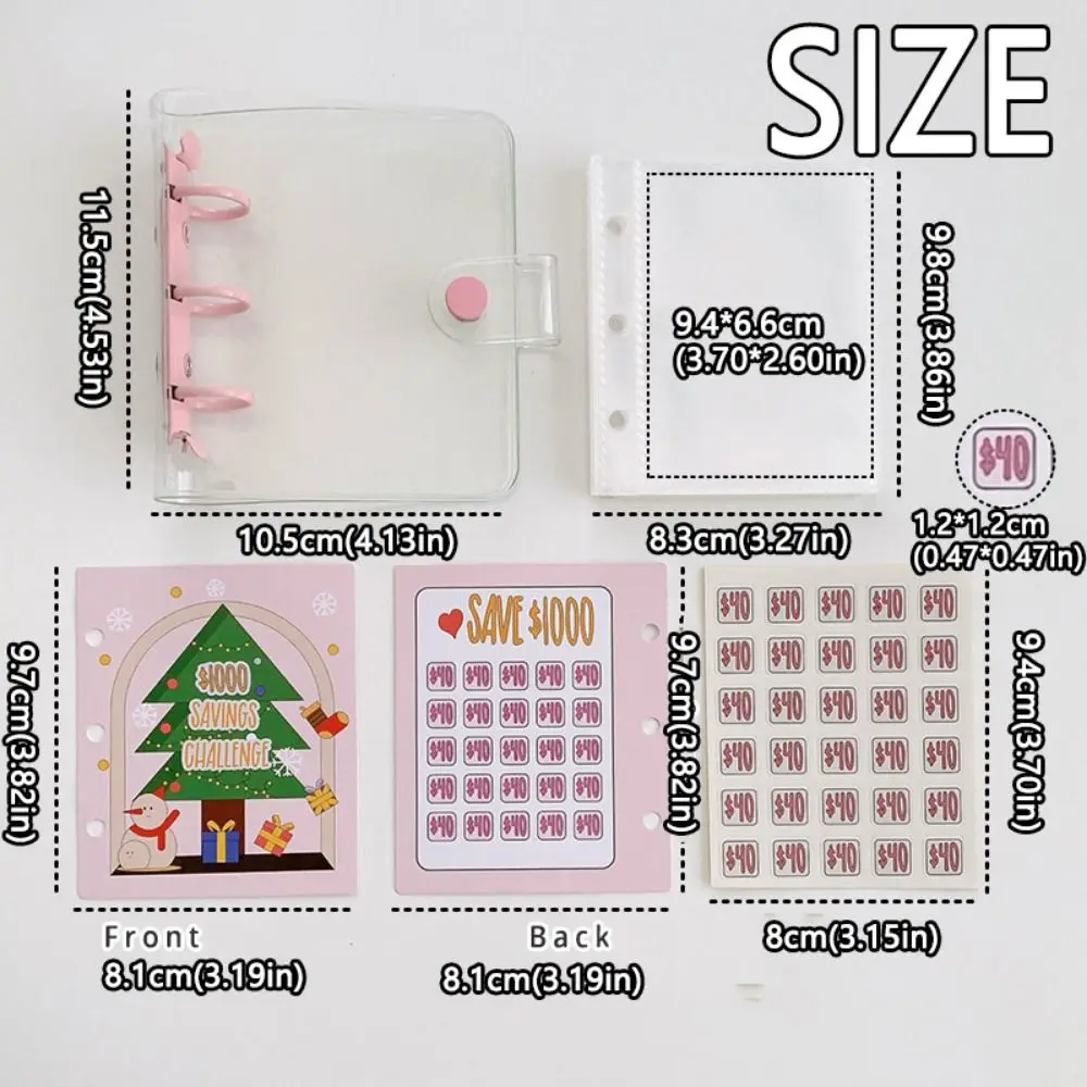 Creative Christmas Money Saving Binder Cash Envelopes Colorful Mini Christmas Budget Binder Durable $1000