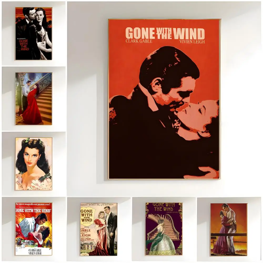 historical romance g-gone with the wind Poster Classic Wall Art  Home Decor  Peel and Stick Unframed