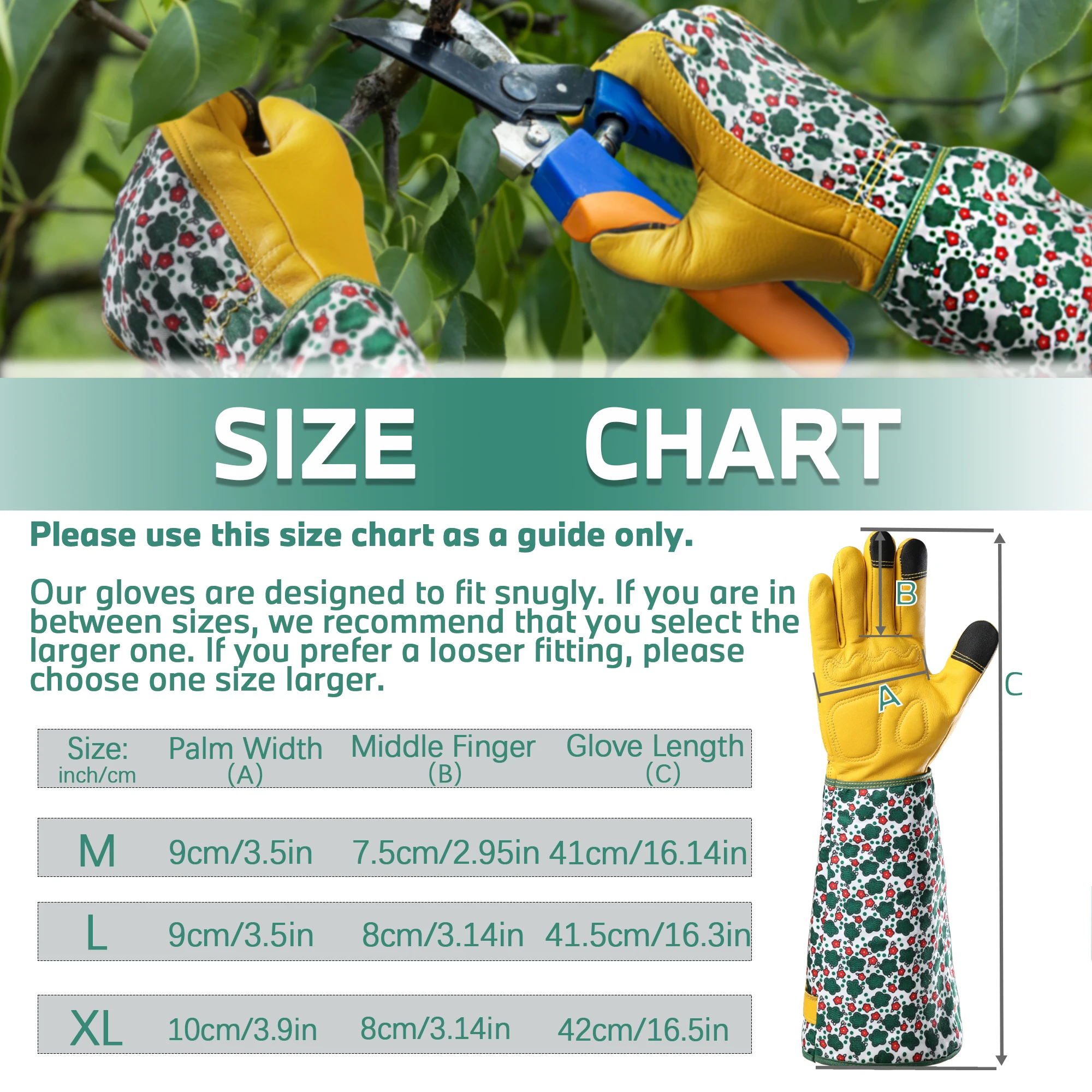 1 Pair Gardening Gloves Anti-Scratch Puncture-Resistant Ergonomic Wrist Forearm Protection, Lightweight Design for Yard Work