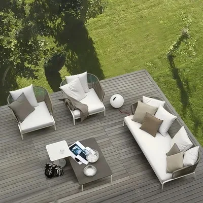 Custom Modern 5-Piece Waterproof Outdoor Rattan Furniture Set Sunshade Leisure Sofa & Tea Table For Courtyard Gardens Hot