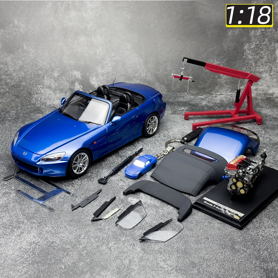 Motorhelix MH 1/18 escala Honda S2000 AP2 modelo de coche de aleación, motor adjunto, coche deportivo, regalo de vacaciones, regalo de cumpleaños