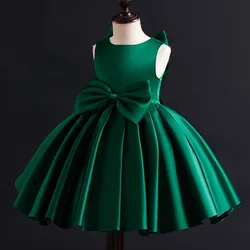 A-Line Green Bow Elegant Girl's Dresses Pink Kid Vestidos Birthday Party 2 3 4 5 6 7 8 9 10 Years Old Kids Clothes OGF244418