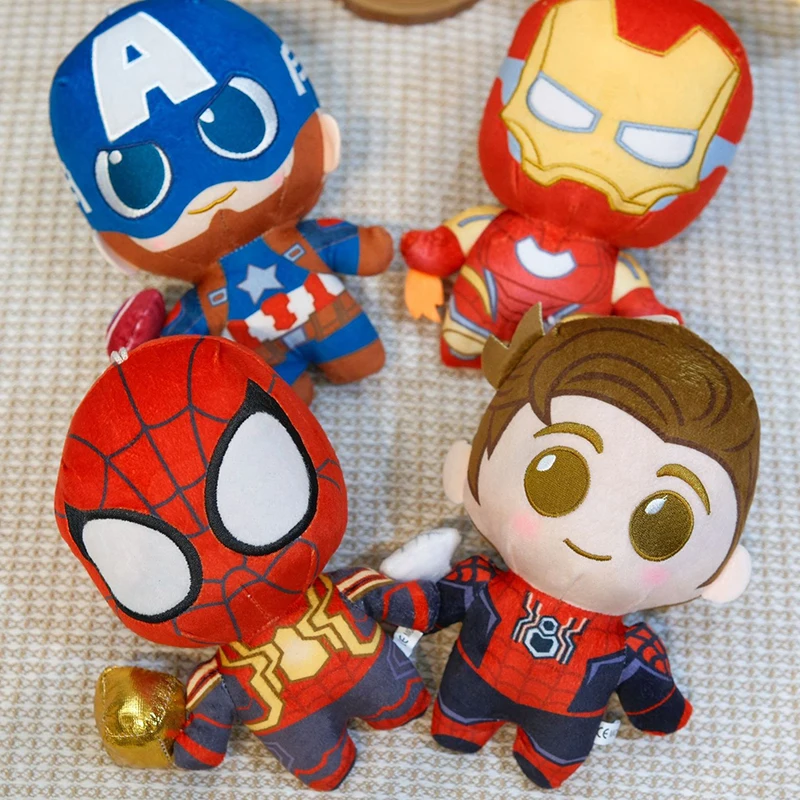 

Набор из 4 шт., 20 см, Мстители, аниме, Железный человек, Человек-паук, Капитан Америка, фигурки, игрушки, мультяшная плюшевая кукла, подарок-сюрприз