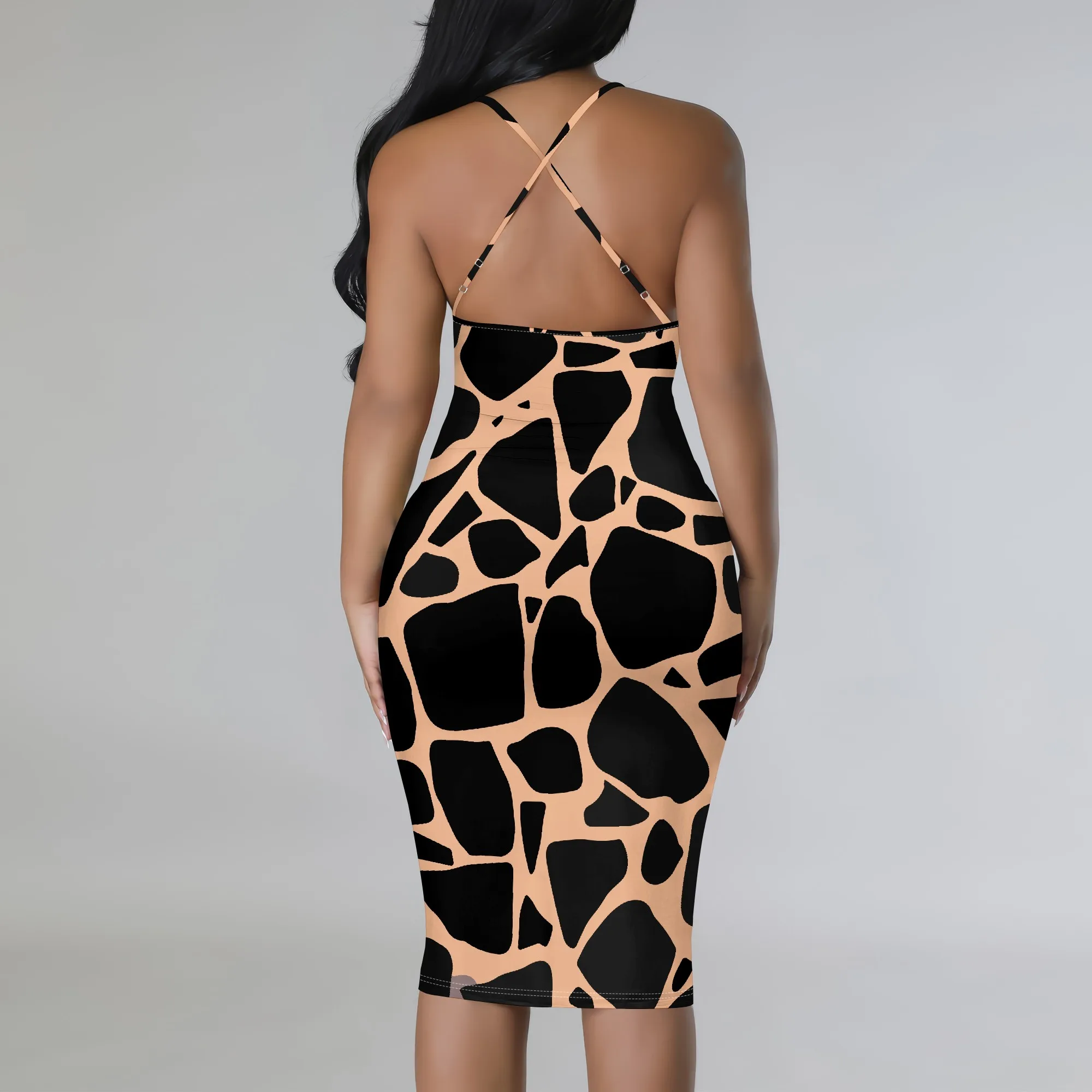 Womens Fashion Sleeveless Loose Sexy Slip Dress Vacation  Scoop  Neck Dress Print Sleeveless Print  Casual Dress
