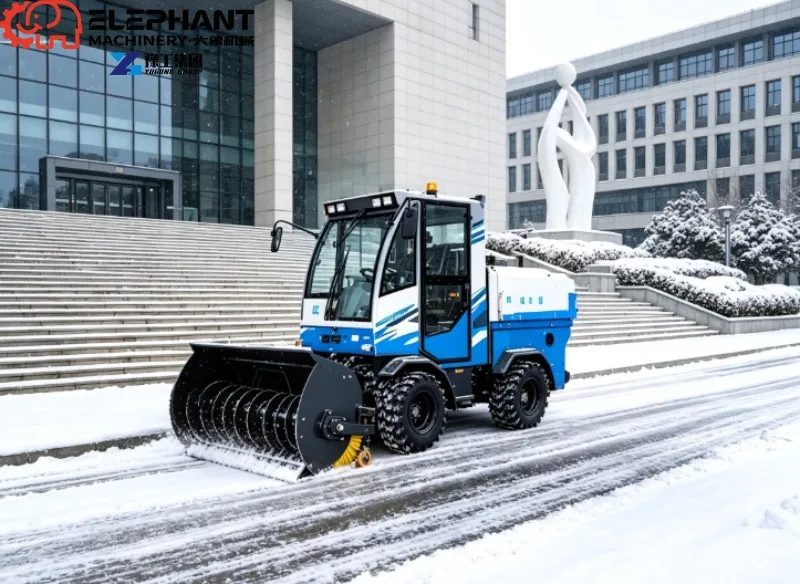 AWD Snow Removal Machine Power Steering Hydraulic Hopper Brush Lift Warm Cabin For Terminal Snow Work