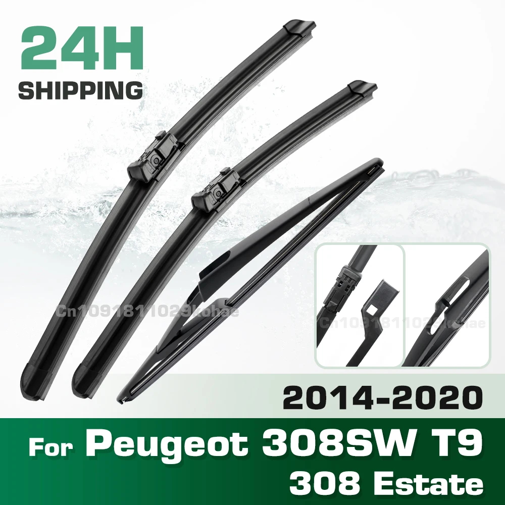 GREATROAD Wiper LHD&RHD Front & Rear Wiper Blades Set For Peugeot 308SW T9 308 Estate 2014 - 2020 Windshield Windscreen Window