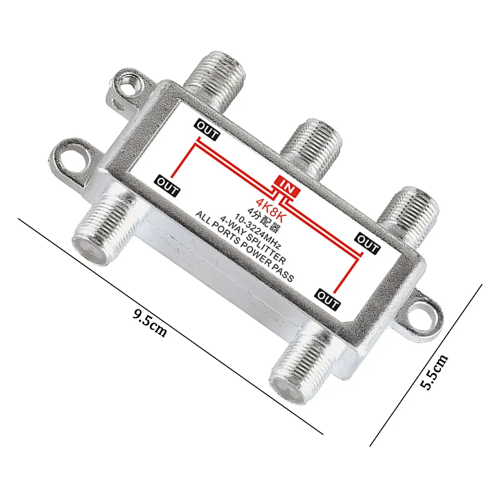 10-3224MHz 4 Way Satellite Antenna Cable TV  Distributor 4K8K F Type SP-04 Splitter TV Equipments Signal Receiver for SATV/CATV