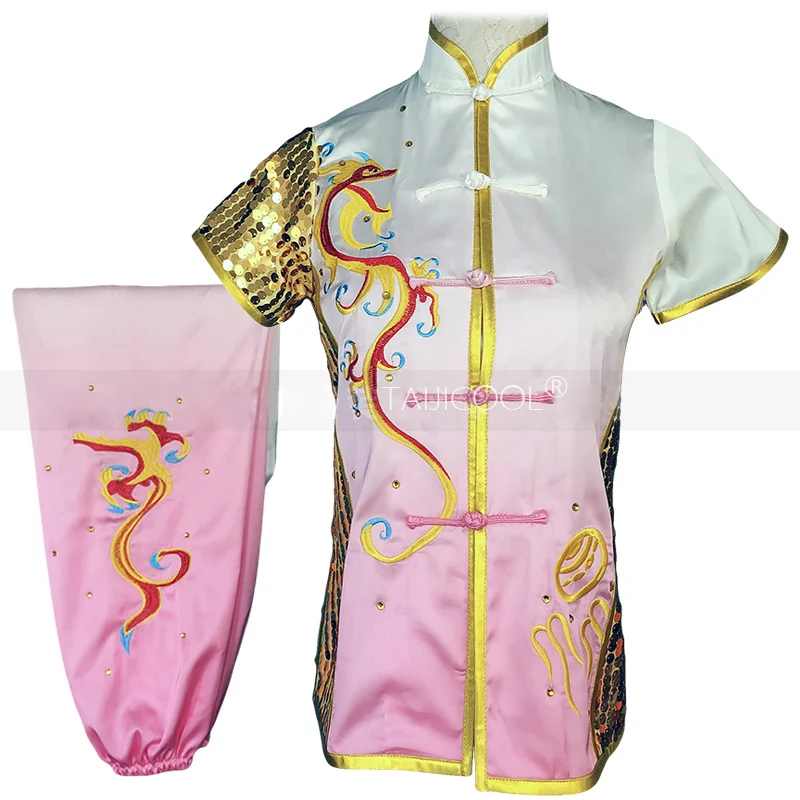 Custom-Made Martial Arts Performance and Competition Costume, Long Nanquan Kung Fu Outfit with Embroidered Dragon