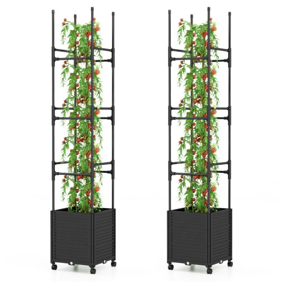 

Поднятая садовая кровать с решеткой обелиска и 3-высотыми съемными металлическими трубками