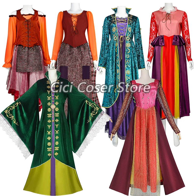 

Костюм сестры Сандерсон для косплея из фильма, наряды ведьмы, Хэллоуин, карнавал, вечеринка, фокус-покус, косплей, нарядное платье, праздничное платье, наряд