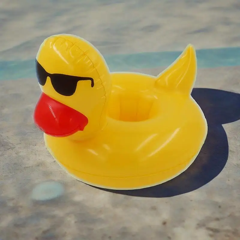 Pato brinquedos infláveis suporte de copo verão ao ar livre piscina praia festa água flutuante bebida copo titular óculos de sol pato modelo inflável