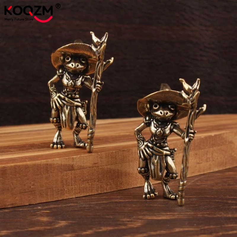 1 قطعة معدن خمر النحاس الضفدع معالج تمثال سطح المكتب زخرفة لطيف التماثيل المنمنمات المنزل والمكتب الديكور سيارة الحلي