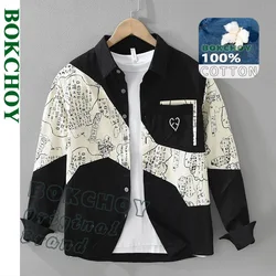 2025 Spring New Pure Cotton Casual Striped Shirts for Men Clothing Daily Fashion Streetwear Men Tops CM7611