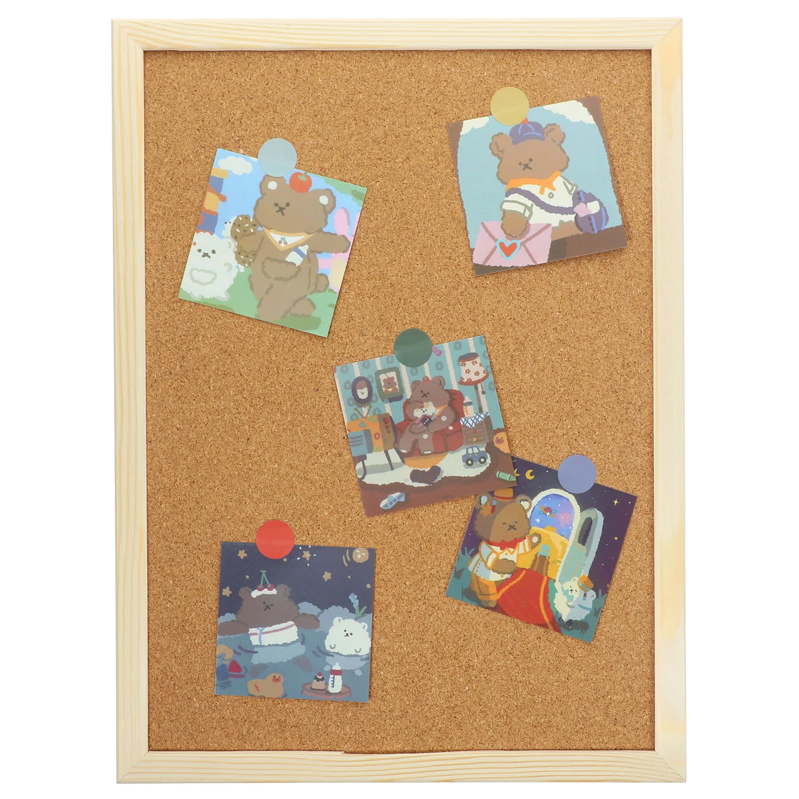 Office Home Teaching Set Wooden Thumbtack Board Kindergarten Photo Wall Hanging Cork 1pcs Accessories Bulletin