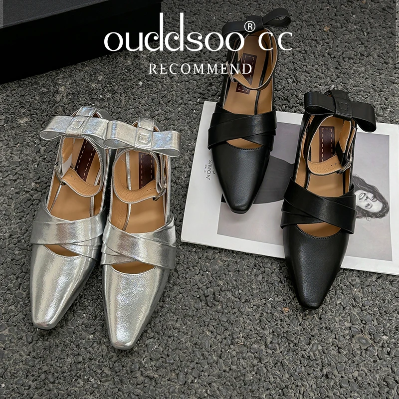 

Ods Designer 2025 Spring Suqare Toe Women Mary Jane Shoes Fashion Shallow Elegant Silvery Crystal Buckle Low Heel Party Footwear
