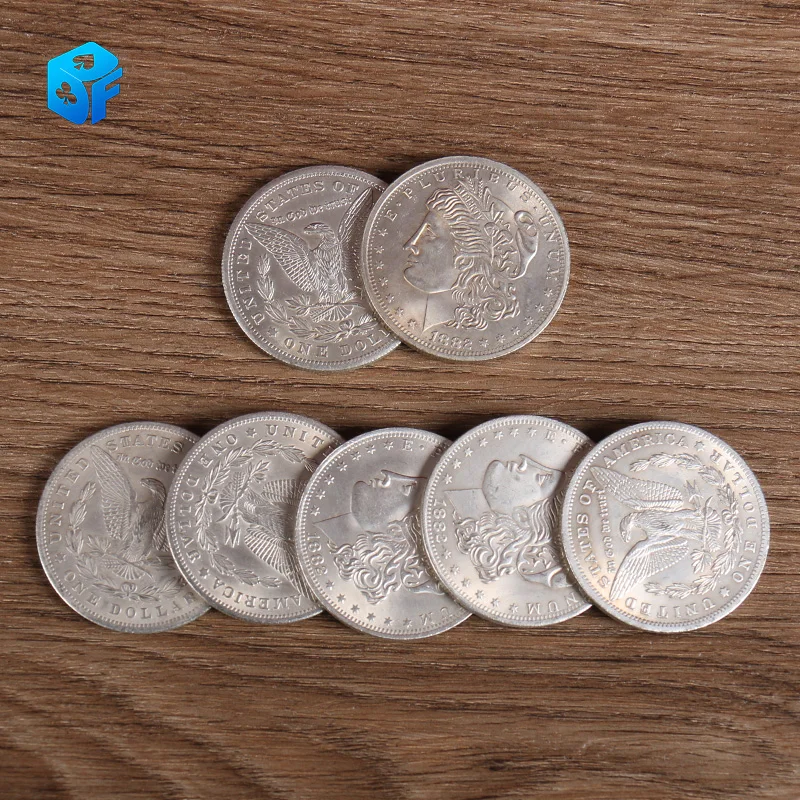 

Morgan Dollar Shell and Coin Set (5 Coins + 1 Head Shell + 1 Tail Shell) Close Up Illusions Coin Magia Magic Tricks Gimmick Prop