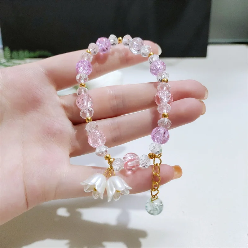 Cute Popcorn Beads Bracelet Friendship Lily of the Valley Flower Glass Bracelets For Girls Jewelry Accessories Wholesale