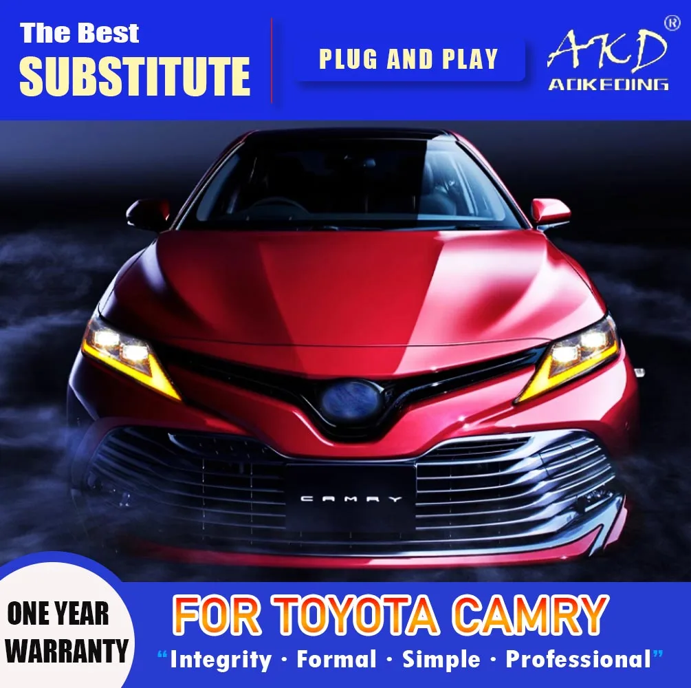 

AKD Head Lamp for Toyota Camry LED Headlight 2018-2022 Headlights Camry DRL Turn Signal High Beam Angel Eye Projector Lens