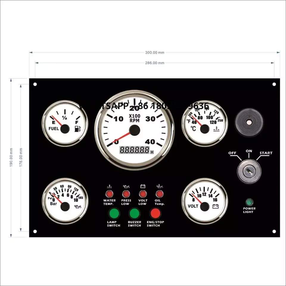 

Cluster Boat Gauges Set Dashboard Marine Engine Instrument Panel