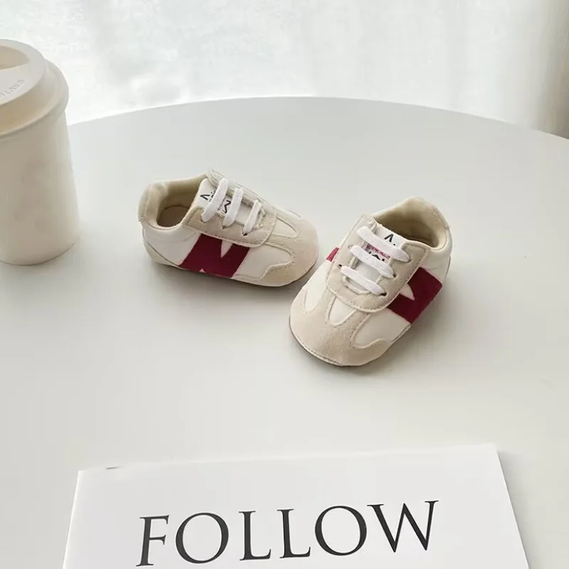 Newborn Baby Classic Sneakers Letters Splicing Baby Casual Shoe Anti-slip Hundred Walking Baby Boys Girls Baby Shoes 0-18 Months