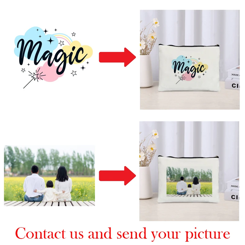 10pcs Custom Your Own Design Photo/Name/Logo/Text Makeup Bag Bridesmaid Gift Travel Cosmetic Organizer Toilet Bags Low Price 、