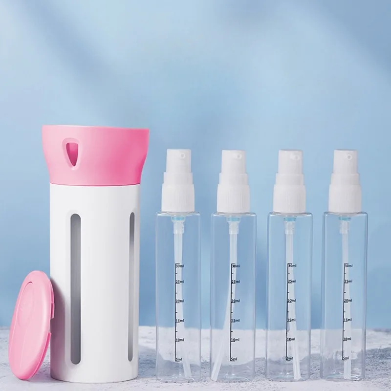 4 في 1 زجاجة توزيع سائل محمولة للسفر قابلة لإعادة الملء 40 مل حاوية سفر مانعة للتسرب لوشن مكيف شامبو العطور #1