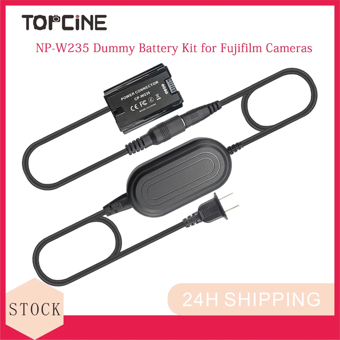 Topcine AC Power Adapter + NP-W235 Dummy Battery CP-W235 DC Coupler for Fujifilm X-T4 X-T5 X-H2 X-H2S GFX100S Camera