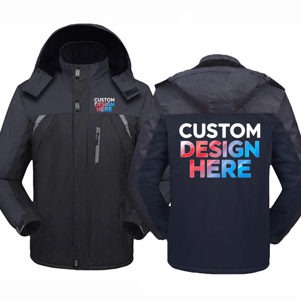 Casaco masculino grosso à prova de vento com personalização de logotipo, adequado para proteção contra o vento e manter o calor no inverno, tipo jaque