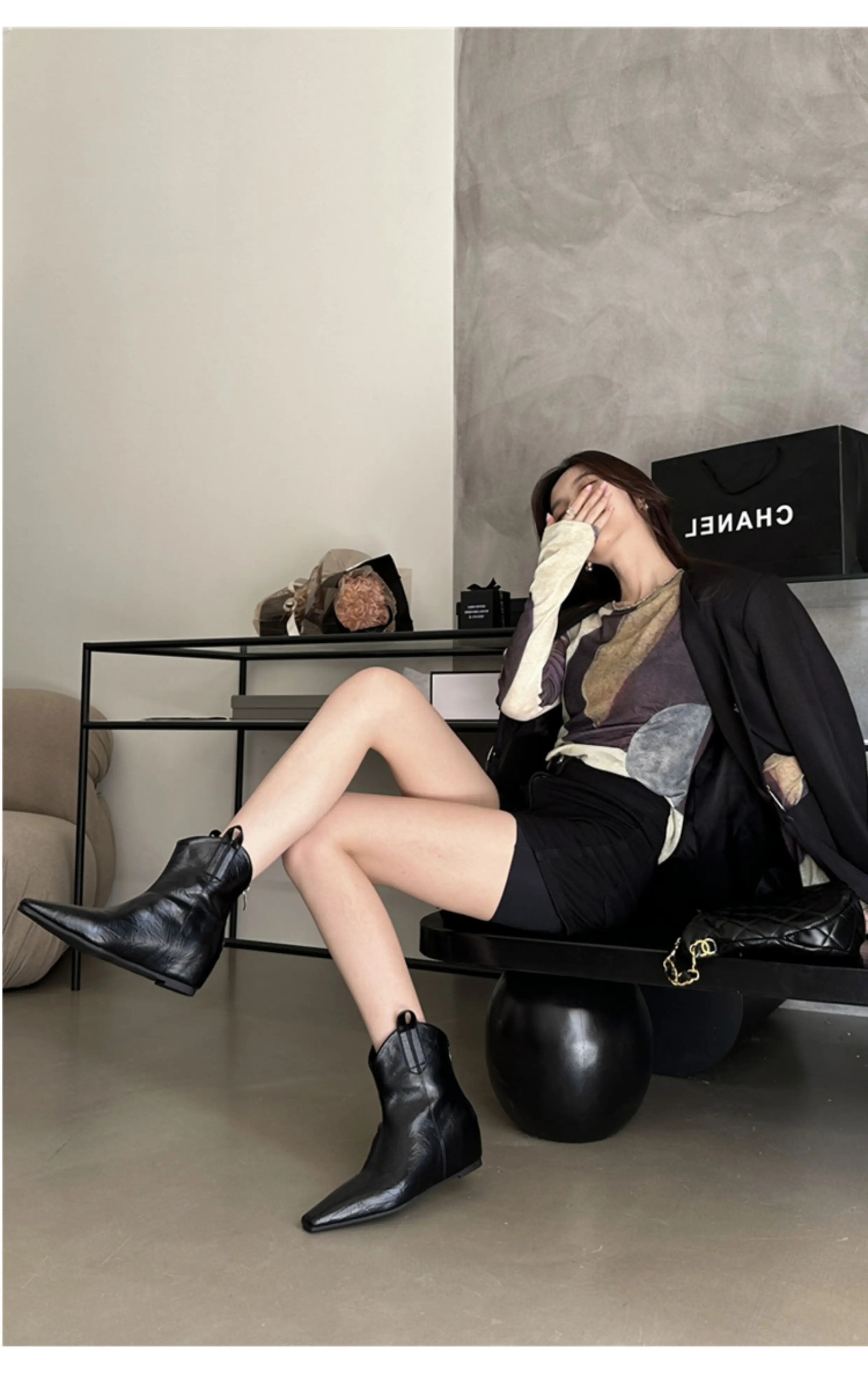 Original Designer-Marke mit quadratischem Kopf und erhöhtem Stiefel nach Reißverschluss, kurze Röhre, modische Leder-Stiefeletten für Damen – Detail 12
