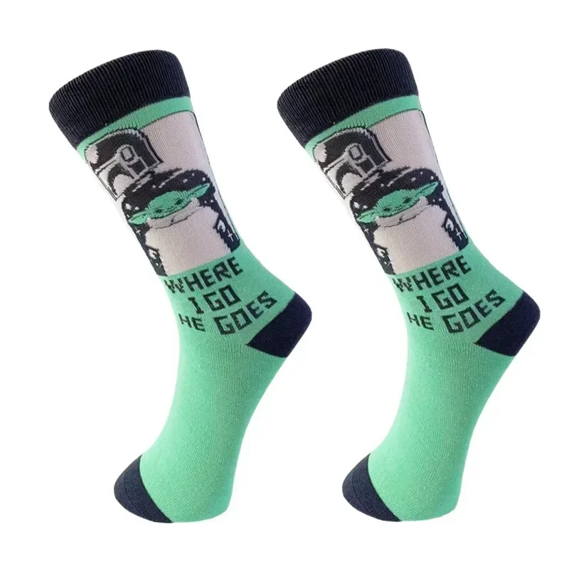 Star Wars Baby Yoda Cartoon Anime Funny Socks Men Hip Hop Print Cotton Socks Harajuku Happy Comfortable Skateboard Socks Gift