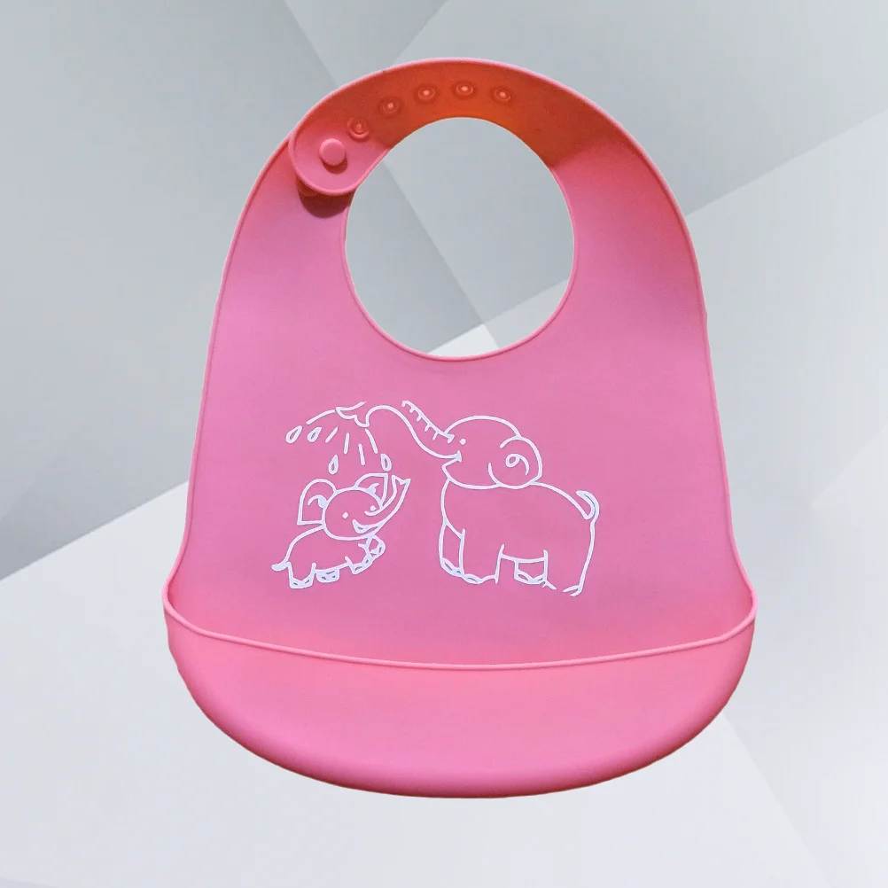 

Cartoon Pattern Pink Waterproof Baby Bibs Silicone Adjustable for Newborn Infants Drool Feeding Care Waterproof Baby Bibs