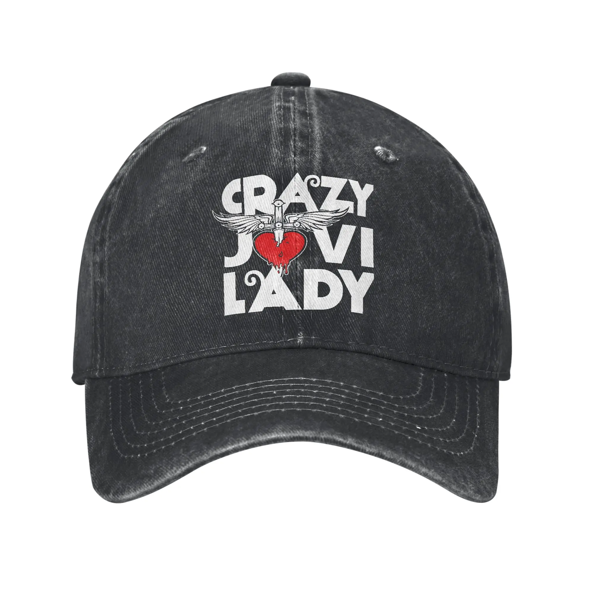 Retro Crazy Bons Jovis Lady Wanted Dead or Alive  Baseball Caps Distressed Washed Snapback Cap  Outdoor Adjustable Hat