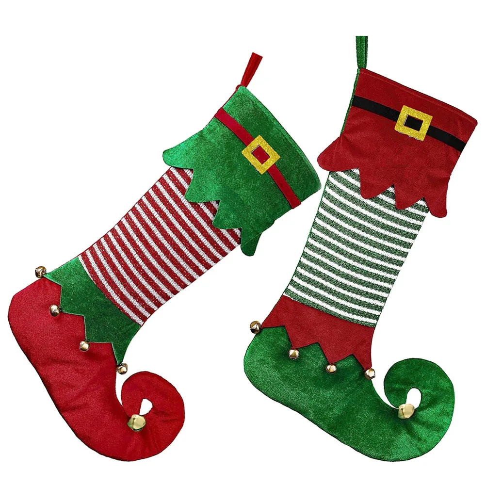 

2pcs Christmas Stocking Pendants Xmas Party Stocking Decorative Gift Sock For Fireplace Tree Wall Festival Decor Xmas Sock