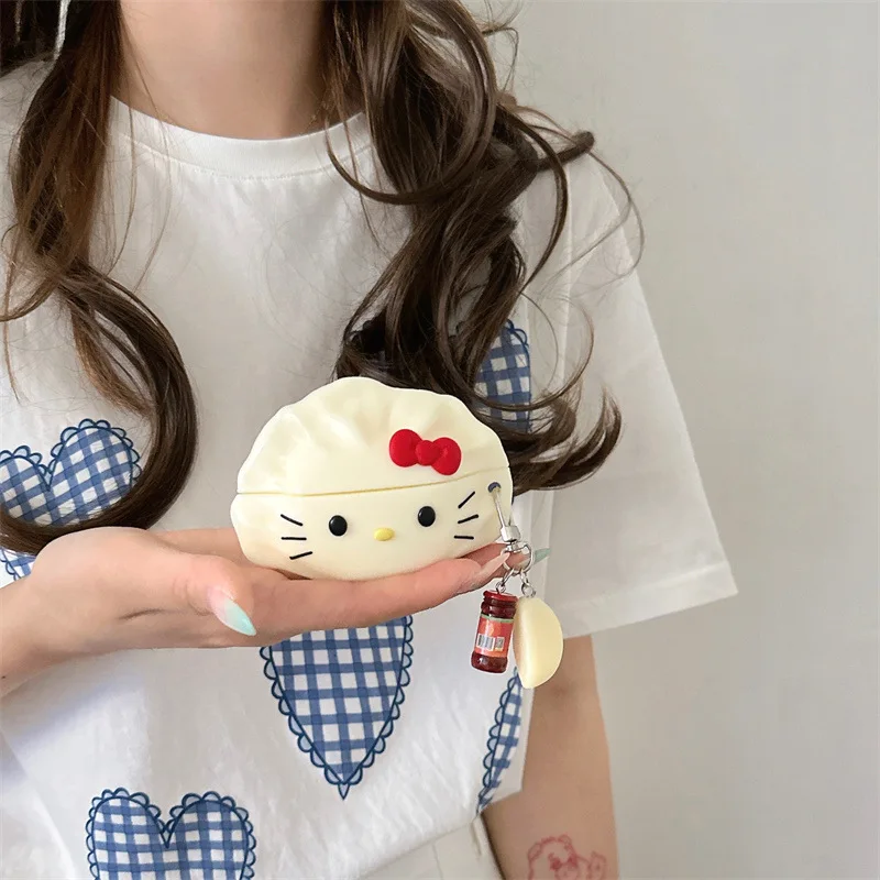 3D Dumpling Cat Earphone Ear Bag Case For Apple Airpods Pro 3 2 1 4 With Hook Buckle
