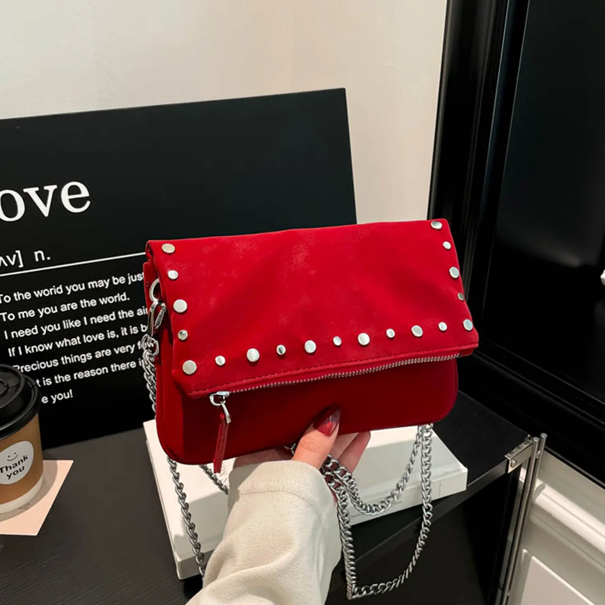 

Fashion Shoulder Bag Solid Color Glossy PU Underarm BagLightweight Splash Proof Handbag For Commute Shopping