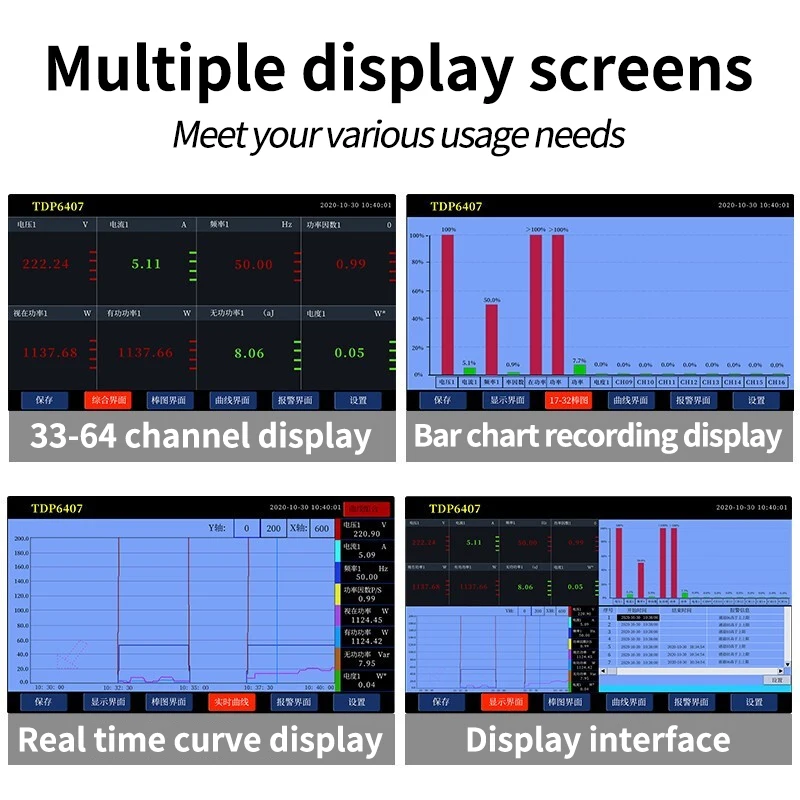 Multi-channel temperature inspection tester data acquisition recorder voltage, current, humidity, pressure and flow rate