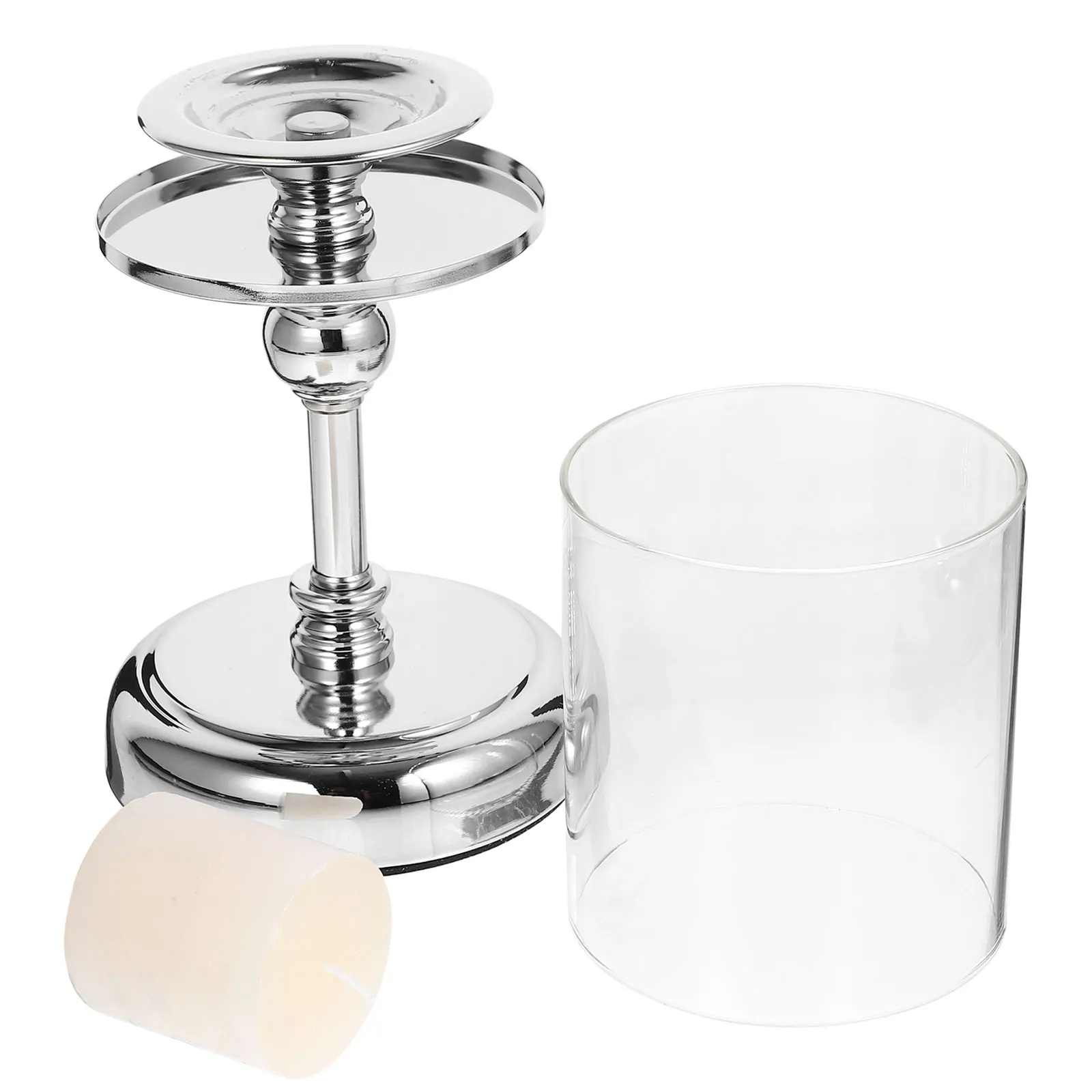 

Vintage Style Metal Candlestick Holder Taper Candles Rustic Table Centerpiece Decor For Wedding Party Home Glass Chimney